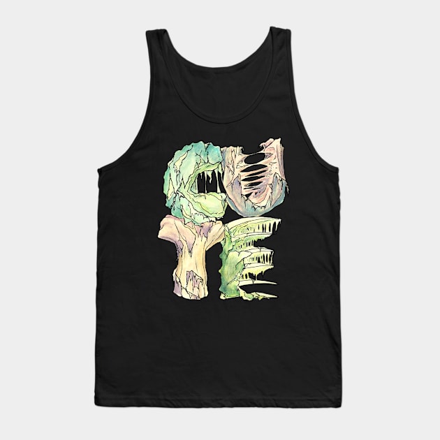 Dramabite Cute Typography Text Character Statement Undead Apocalypse Tank Top by dramabite